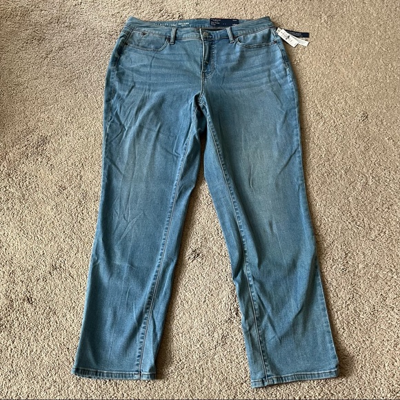NWT Talbots Flawless Slim Ankle Curvy High Waist Jeans with Whiskering - Picture 1 of 16